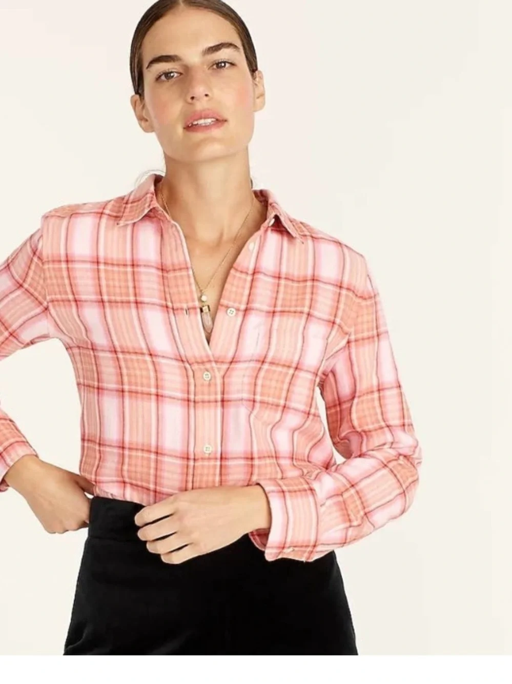 J. Crew Tartan Flannel Shirt size 0 BD785